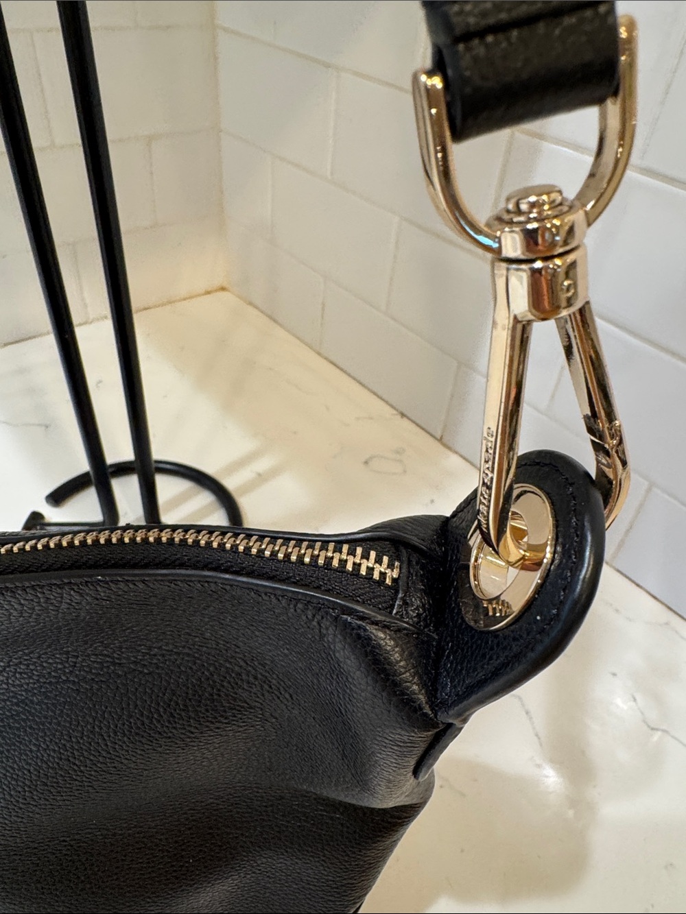 kate spade Black Pebbled Leather Crossbody with Gold Logo - Picture 4 of 12